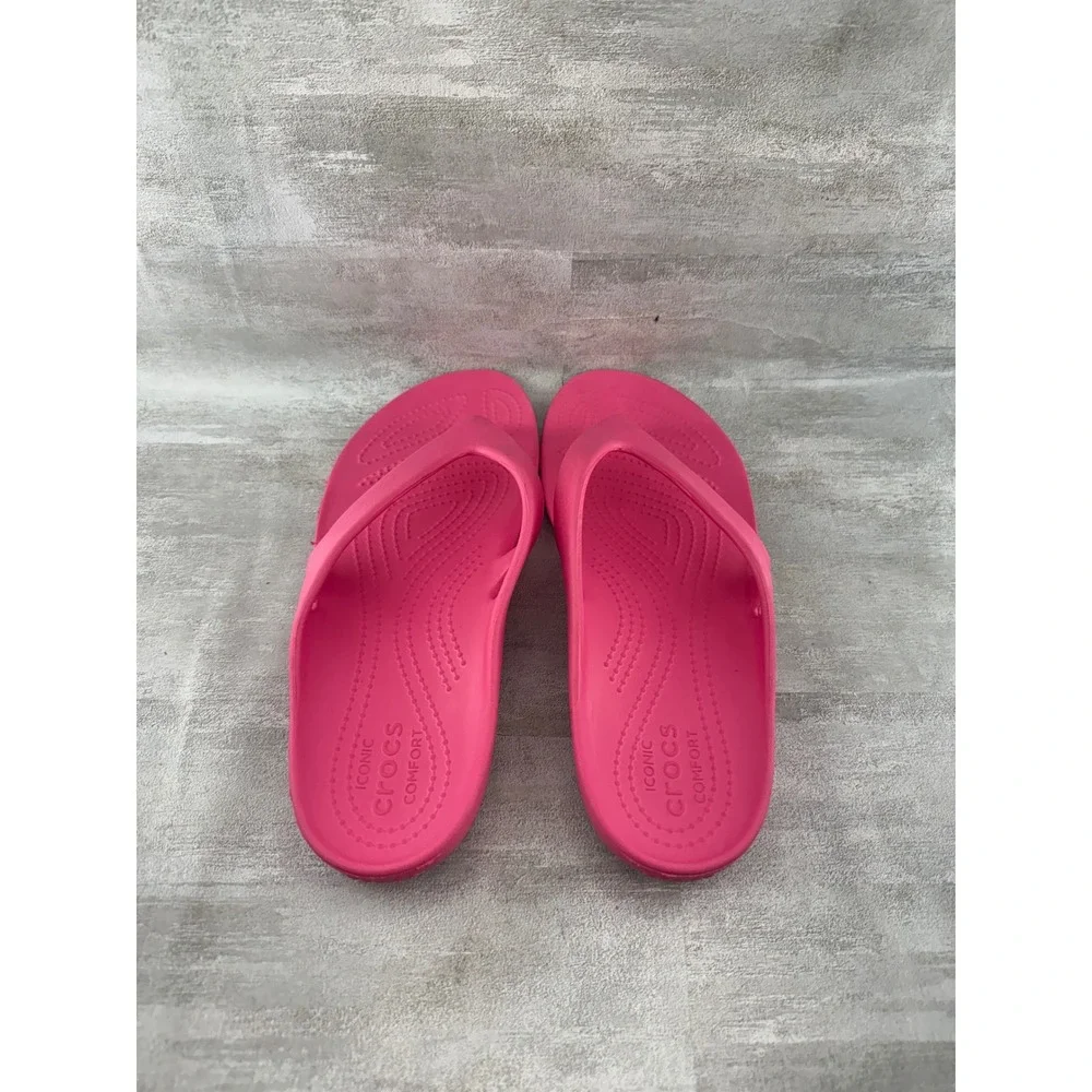 Crocs Kadee II Flip Flops Womens 9 Pink Lightweight Comfort Sandals 202492
